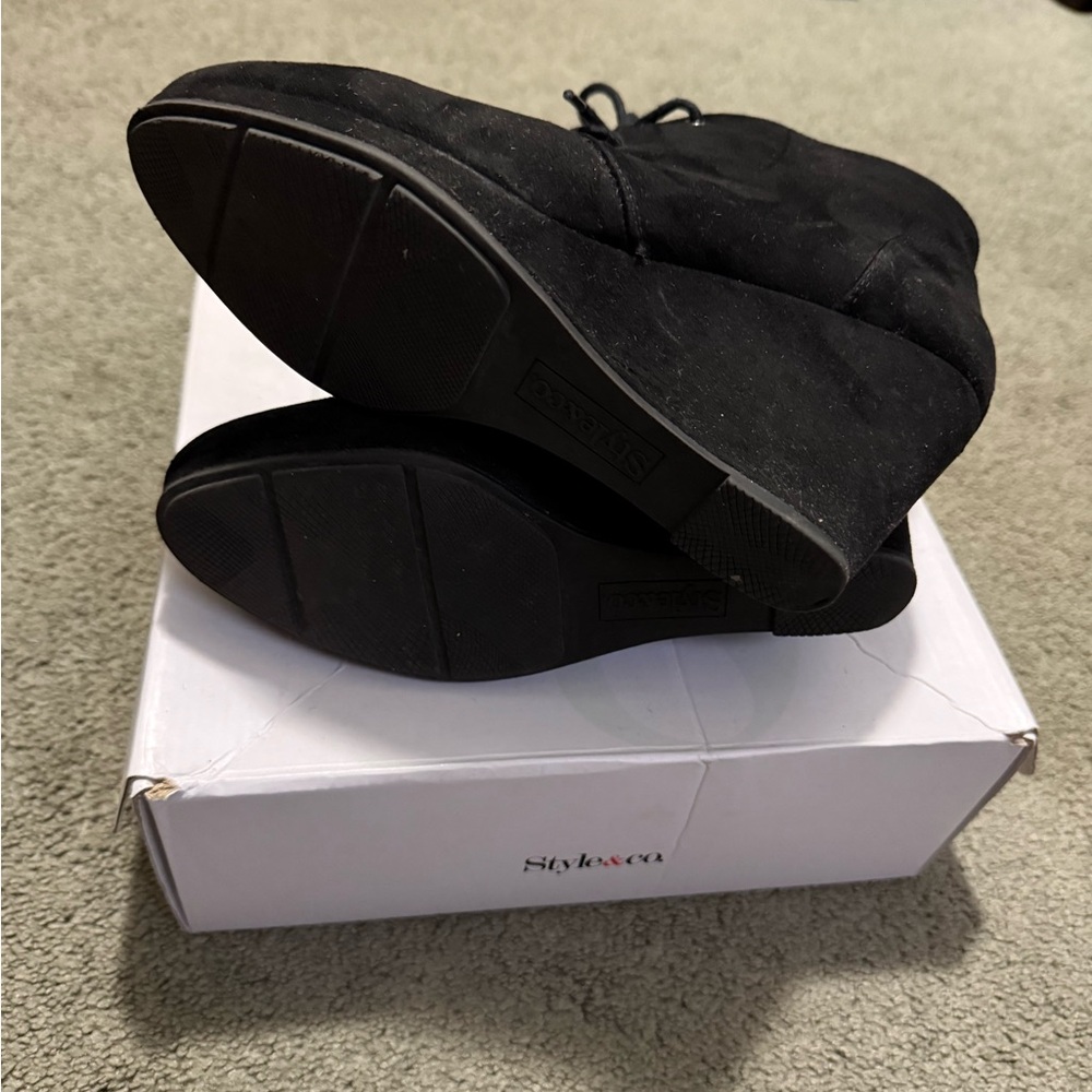 Style & co. Black Wedge Ankle Boots - Picture 6 of 7